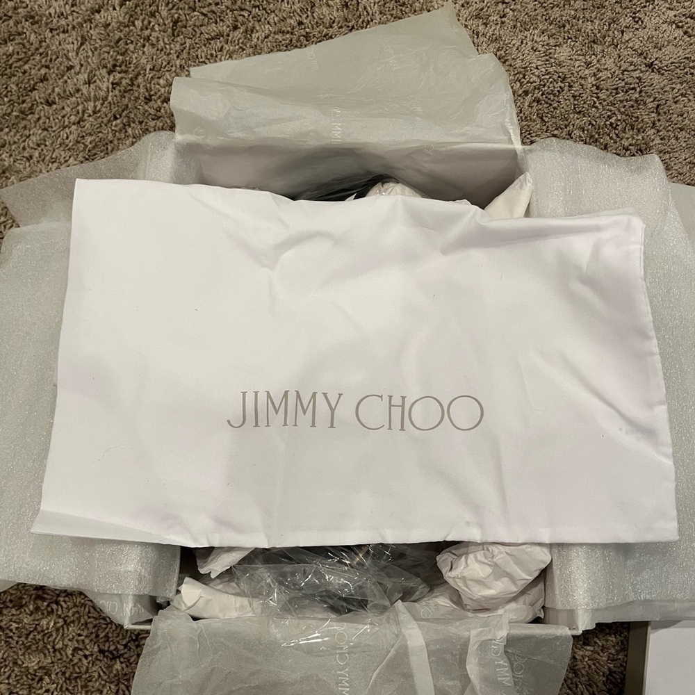 NWB Jimmy Choo Emsy Suede Sandal Black 41 85mm - Picture 9 of 13
